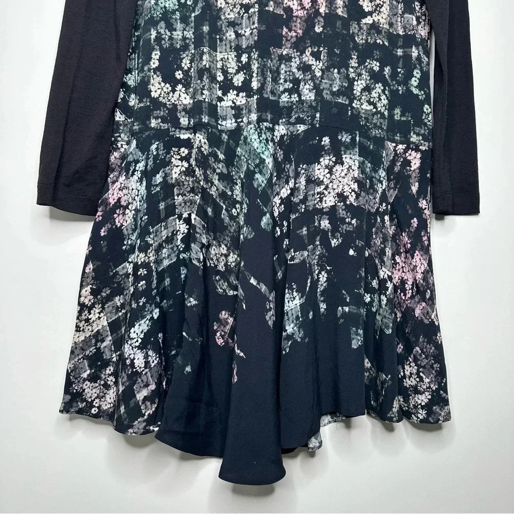 Tibi Floral Fields Silk/Wool Blend Long-Sleeve Ruffled Asymmetric Dress Size 6 - Picture 6 of 11